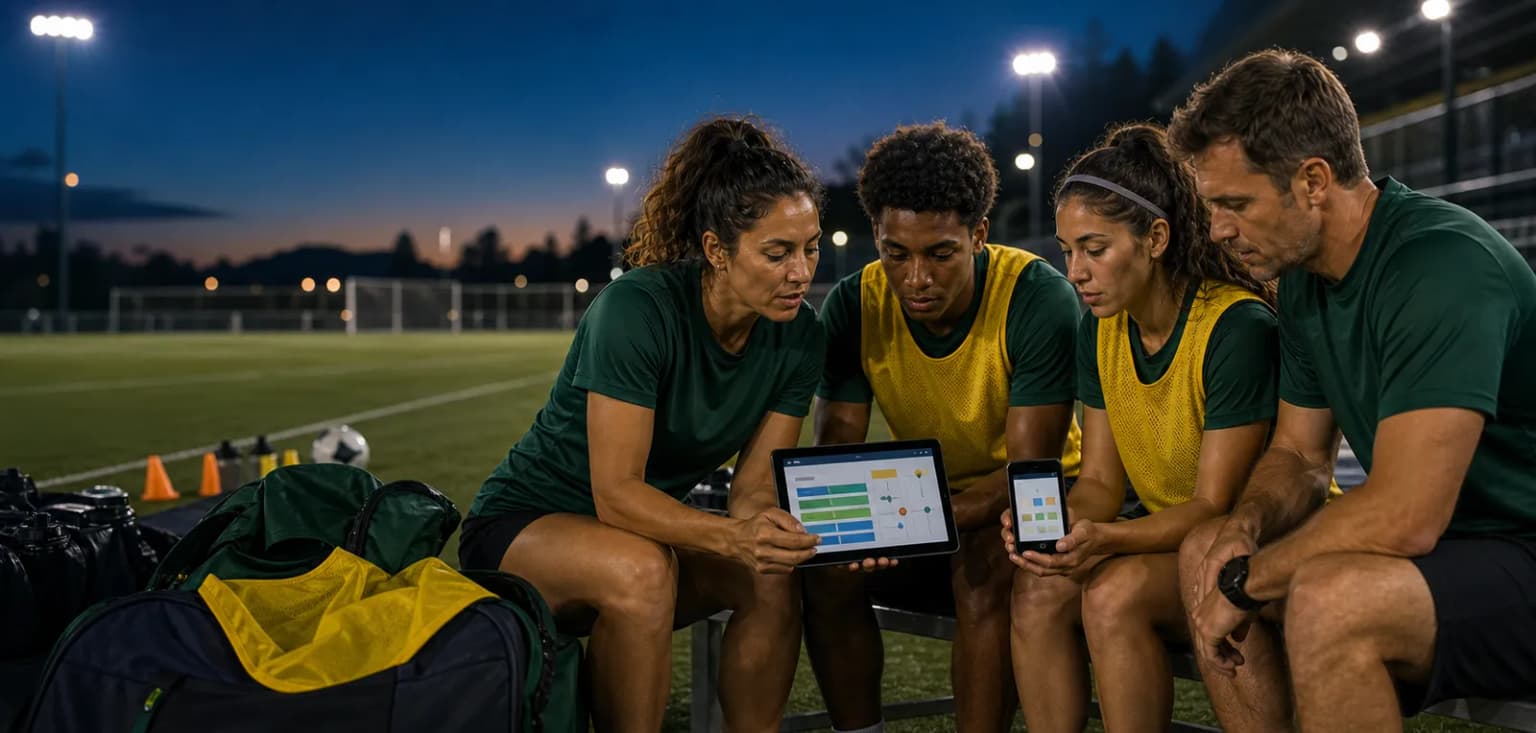 Soccer coach managing a team roster and fixture schedule on ZKickoff