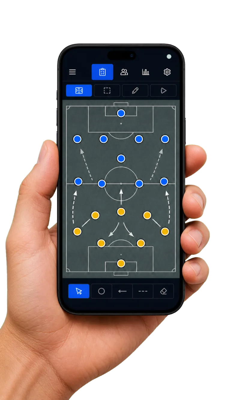 Coach tactics board on a phone